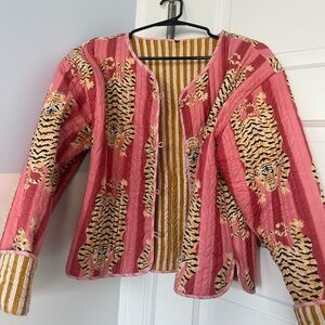 Pink Tiger Print Quilted Jacket